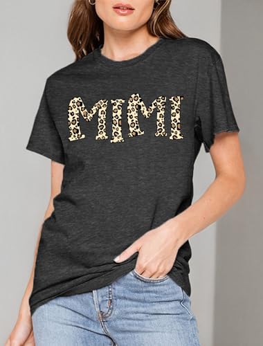 Mimi Shirts for Women Leopard Print Mimi Graphic Tees Shirts Grandma Gift Casual Short Sleeve Tees Tops4