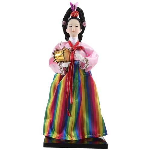 FELTECHELECTR Muñeca Artesanal Coreana de Tela 30 CM Decoración de Escritorio Creativa para Hogar U Oficina Adorno Único Estilo Coreano Muñeca Delicada 1 Pieza Accesorios de Colores