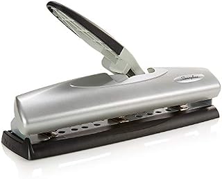 Swingline Desktop Hole Punch, Light Touch Metal Hole Puncher with Adjustable System