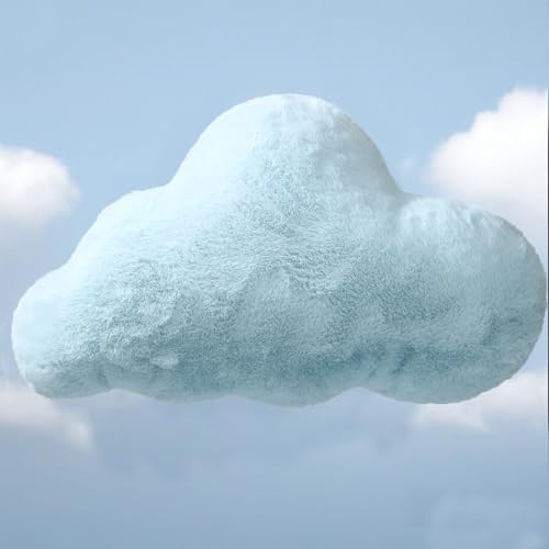YRXRUS Cloud Pillows, Blue Cloud Shaped Pillow, Decorative Throw Pillow Gifts, Cute Plush Room Decor, Fluffy Faux Rabbit Fur 9.5'x16' Pillows for...