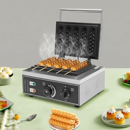1500W Waffeleisen Kommerzielle Edelstahl Elektrische Waffeleisen Hot Dog Waffle Maker Waffelgerät Waffelmaschine Waffel-Corn-Dog-Maschine