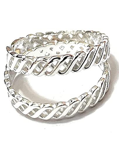 Image of DHRUVS COLLECTION 925 Pure Oxidized Silver Toe Ring /Bichhiya For Girls & Women
