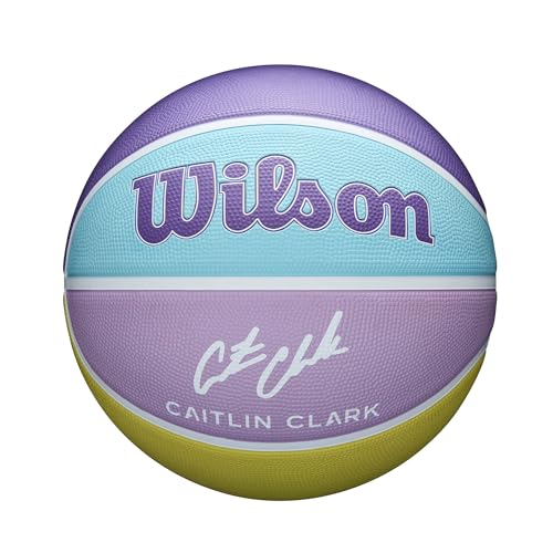 Wilson Balón Caitlin Clark Inspire, con Canales de Precisión, con Flujo de Aire Mejorado y Tracción Universal, Persigue la Ambición, Color: Morado, Talla: 5