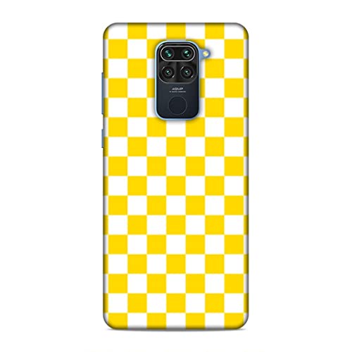 Image of Printed Mobile Back Hard Case Cover for Xiaomi Redmi Note 9 | Check Print, Small Boxes, Yellow & White-2204