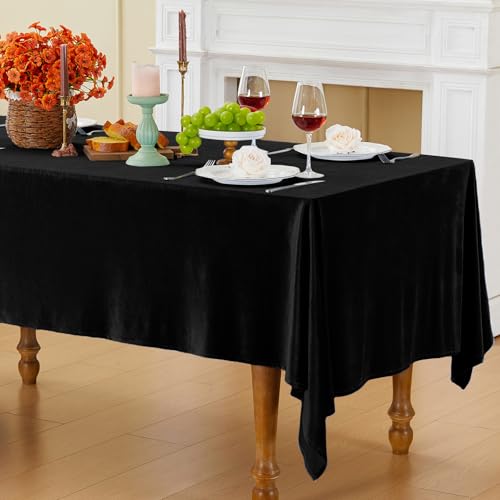 Cobedzy Black Velvet Tablecloth, 60 x 102 Inch Rectangle Table Cover, Black Velvet Table Cloth Smooth Luxury Tablecloth for Party Wedding Dining Banquet