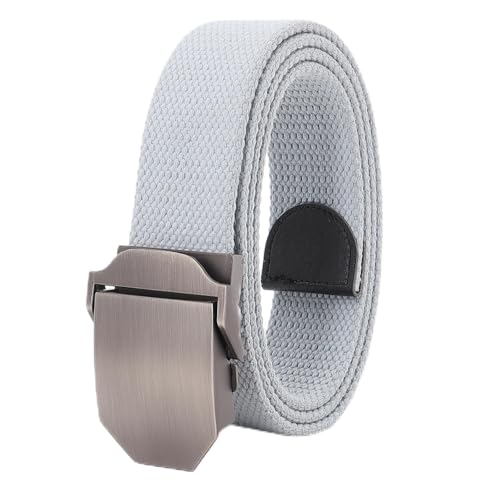 Striped Adult Fashion Men Leather Belt Canvas Automatic Buckle