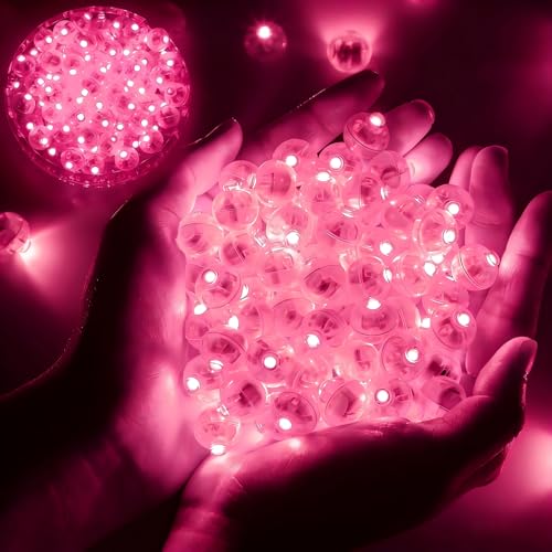 Image of 50Pcs Balloon Lights Mini Led Lights Round Long Standby Time Multicolor Ball Lamps Paper Lantern Balloon Liamps for Birthday Party Christmas Halloween Decoration Pink
