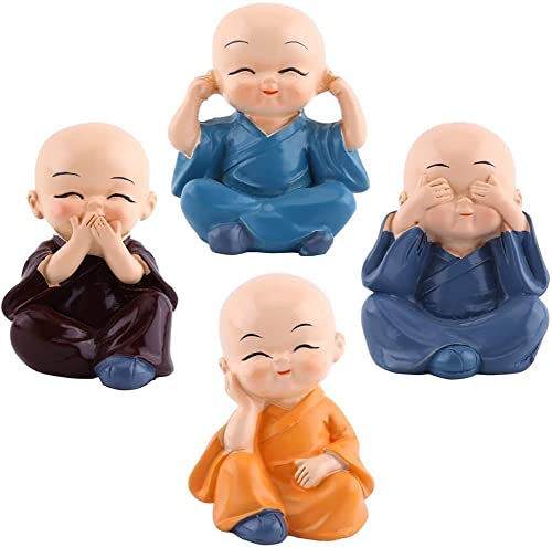 Image of Trunkin | Laughing Buddha Child Baby Buddha Monks | Set of 4 Figurine Action PVC Collectible | Cute Chibi Action Figures