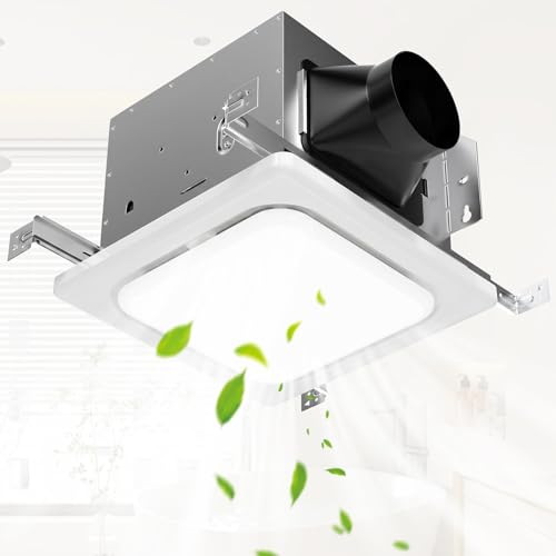 Gaciban Bathroom Exhaust Fan with Light, 150 CFM Bath Ventilation Fans with 1200lm LED Light 3000K/4000K/6000K, Quiet 1.0 Sone Shower Ceiling Mount Vent Fan Lights Combo for Home/Office/Warehouse