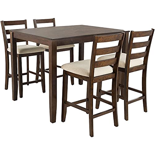 Safavieh Home Collection Melvin 5 Piece Pub Set, Brown and Beige