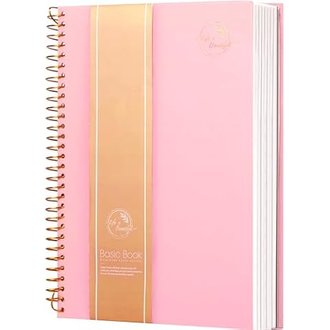 Yoment Hardcover Spiral Notebook,300 Pages College Ruled Notebooks,7” x 10”Large Spiral Journal,B5 Hard Cover Notebooks for Work Writing School,B5 Pink Cover