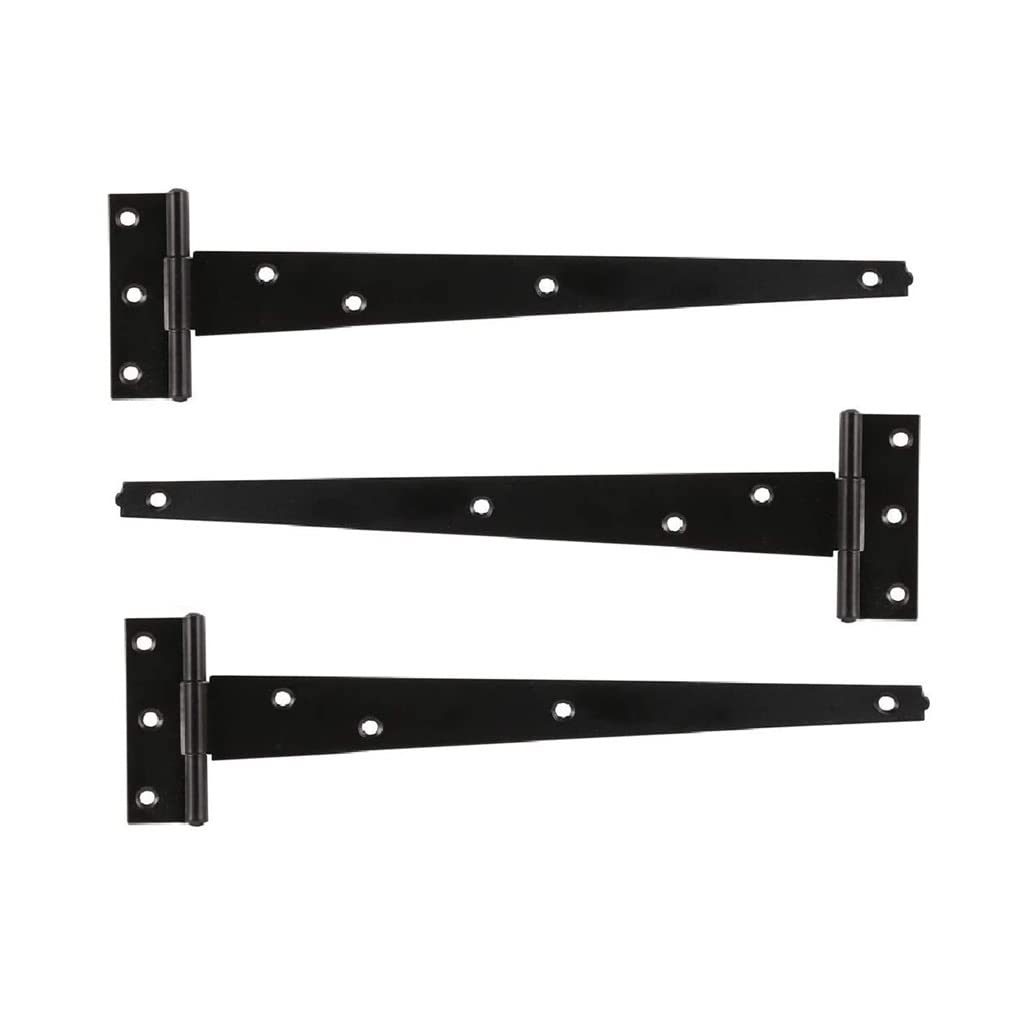 Charnière en forme de T 12 pouces en acier noir pour porte et portail de jardin