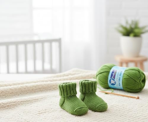 Image of ProKart Premium Woolen 4 ply Hand Knitting Wool Yarn | Fine Weight Knitted and Crocheted Soft Yarn for Sweater, Scarf, Hat, Baby Clothes, Baby Sports, Purse, Gift Bags & DIY Craft Accessories Projects (1 Ball /100 Gram Each) (Turtle Green, 100gms x 2 Pack)