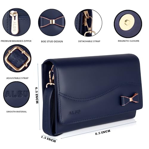 Image of ALSU Women's Sling Bag | Cross body bag| Side bag| Credit car slots| zipper pockets| detachable straps| adjustable straps| daily use| phone pockets