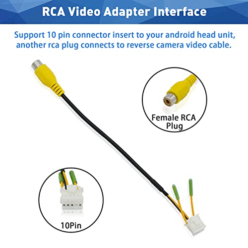 Fiegromech Android Car Stereo Radio Rca Plug 10 Pin Rearview Backup Camera Rca Video Adapter Connector Cable #TOP2