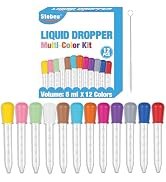 13-Piece Liquid Pipettes Droppers 5ML Set with A Clean Brush, 12 Colors Plastic Clear Pipettes fo...