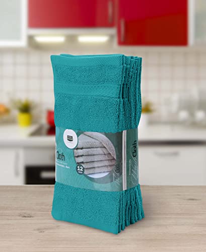 Image of Utopia Towels 12 Pack Premium Wash Cloths Set, 12 by 12 Inches, 100% Cotton Ring Spun, Highly Absorbent and Soft Feel Essential Washcloths for Bathroom, Spa, Gym, and Face, Turquoise