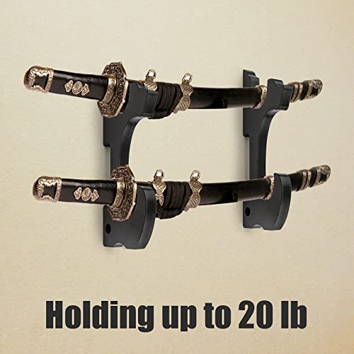 Ekkhysis Sword Holder Wall Mount 2-Tier Hook Katana Holder Adjustable Display Hanger for Samurai Sword Tanto Rapier light saber Cosplay Blade Tanjirou Demon Slayer Weapon Rack by Ekkhysis - Used condition - Image 2