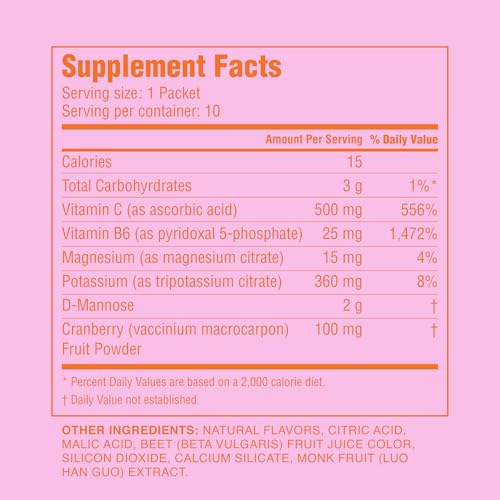 Image of Cheeky Bonsai Bye Bye UTI Drink Mix, D-Mannose & Cranberry, 10 Packets | Urinary Health Support, Electrolyte Hydration, Vitamin C & B6, Strawberry Lemonade Flavor