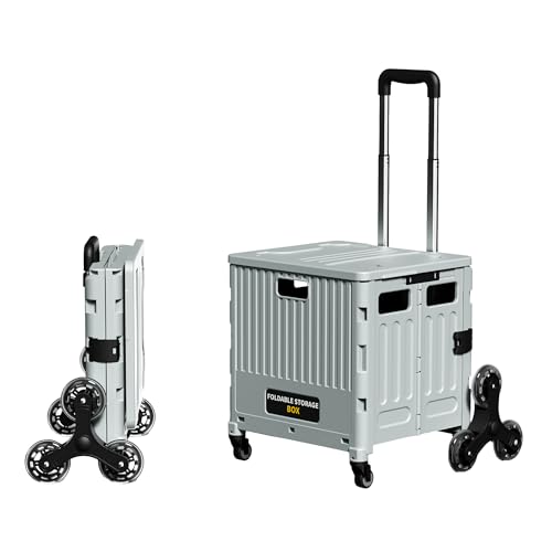 Gorocking ショッピングカート 折りたたみ ストッパー付き 静音キャスター 3色 買い物カート (グレー, M (8輪))