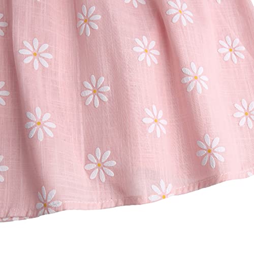 Amropi Baby Girl'S Cotton Dress Daisy Printed Ruffle Sleeve Casual Summer Dresses Pink,18-24 Months thumb #2