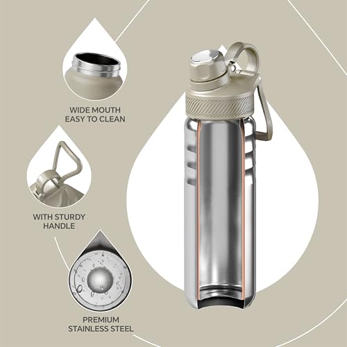 Image of IDEUS Vacuum Insulated Water Bottle, Stainless Steel Double Wall Flask Metal Sports Canteen with Leak-Proof Screw Cap (Celadon, 24oz (710ml))