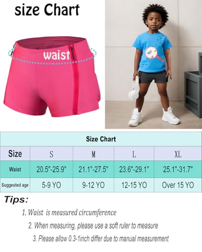 Kids Padded Shorts-Zipper HIPS Protectection Gear for Snowing Ski Skating,Youth Chlidren 3D HIPS Pads for Butt Tailbone (US, Alpha, Small, Regular, Pink)