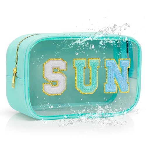 YILANCOL Graduation gifts Clear Sunscreen Bag Pouch for Beach Bag Personalized Waterproof Sun Makeup Bag For Pool Beach Toiletry Cosmetic Bag Preppy Beach Summer Vacation Essentials Bag