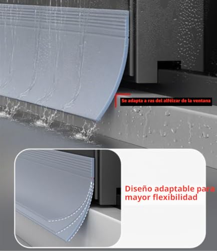 Miniatura 5 de Barrera De Lluvia Autoadhesiva Para Ventanas, Barrera De Agua For Alféizar Exterior,Protector De Goteo Para Ventanas Externas,Burlete Barrera Antilluvia, Blanco,7cm 1m