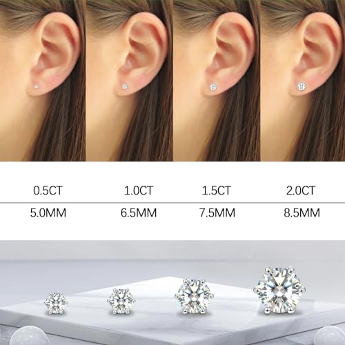 Saintda S925 Sterling Silver Moissanite Earrings for Women 0.3-2ct D Color VVS1 FL Clarity Excellent Round Cut Lab Grown Diamond Gold/Ruthenium Vermeil Earrings Gifts3