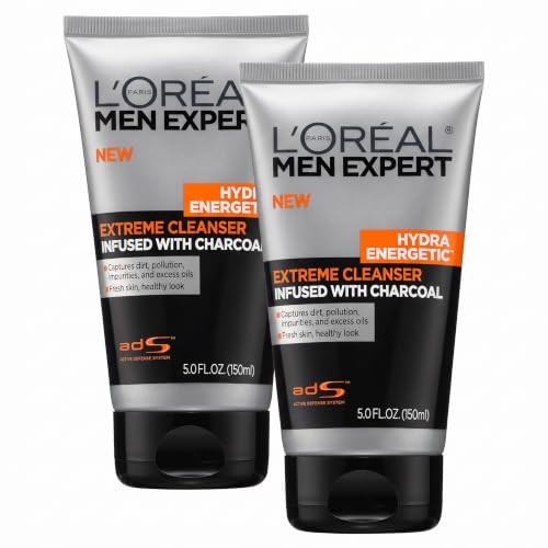 L'Oreal Paris Men Expert Hydra Energetic Daily Facial Cleanser with Charcoal,.,(Pack of 4)