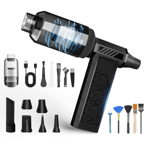 AECHO Souffleur Air Comprimé, 2 in 1 Souffleur & Aspirateur, 150000 TR/Min Air Comprimé avec Batterie 8000mAh, Lumière LED, 4 Vitesses, Mini sans Fil pour...