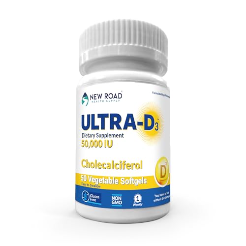 ULTRA-D3 Once-Weekly Vitamin D3 50,000 IU Softgels, 50 Count Bottle, High Potency Vitamin D Supplement, Easy-to-Swallow, Extended Supply