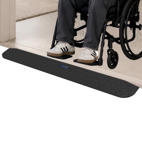 Ruedamann 1" Rise Wider 2200 Lbs Threshold Ramp for Doorways, Rubber