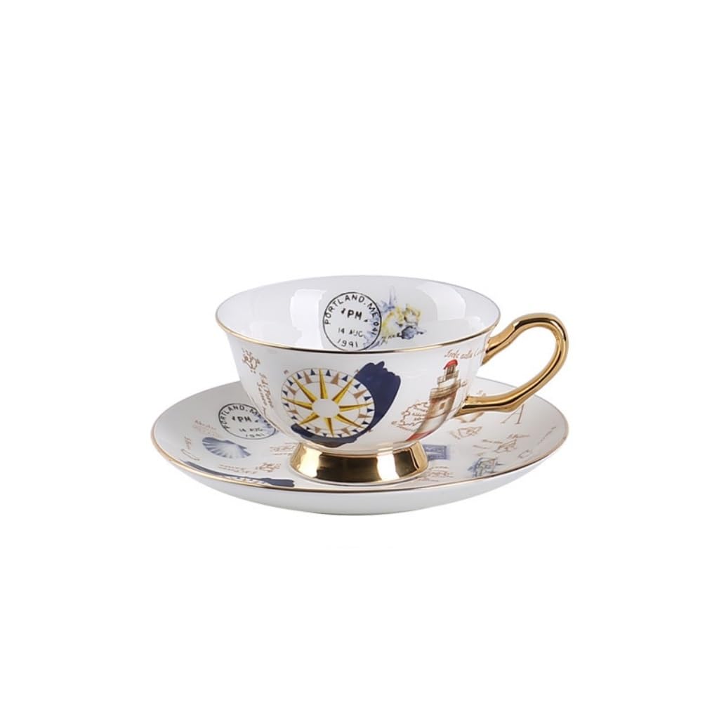 GHKryD Tea set, Bone Porcelain Coffee Cup and Saucer, English Afternoon Tea Set Mug(B)