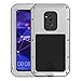 Produktbild Simicoo Huawei Mate 20 Lite Hybrid Aluminium Metall Bumper Stoßfest Schutz Militär Starkes Silikon Schraube Displayschutzfolie staubdicht stoßen Heavy Duty Gehäuse Handyhülle für Mate 20 Lite Sliver
