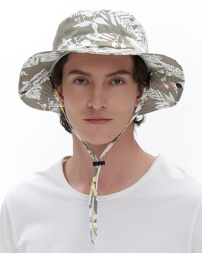 Image of Printed Bucket Hat UPF 50+ Quick-Dry Breathable Sun Hat, Roll-Up Brim Boonie Hat with Adjustable Fit for Beach Hiking Fishing