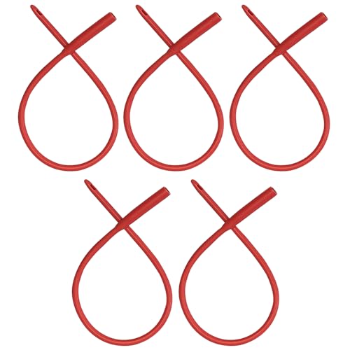 PE Premium Enema Red Latex Catheter 20FR with Flexible Rubber Tubing for Higher Colon Cleansing and Gerson Coffee Therapy. Supplied with Universal Hose Connector (5 Pack)