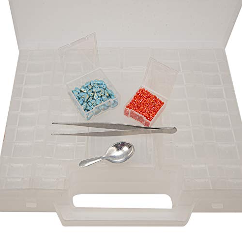 The Beadsmith Bead Organizer Carrying Case, 55 Piece Set, With Removable Compartments In Assorted Sizes, A Carrying Case, Plus A Bead Scoop And Tweezer. #TOP4
