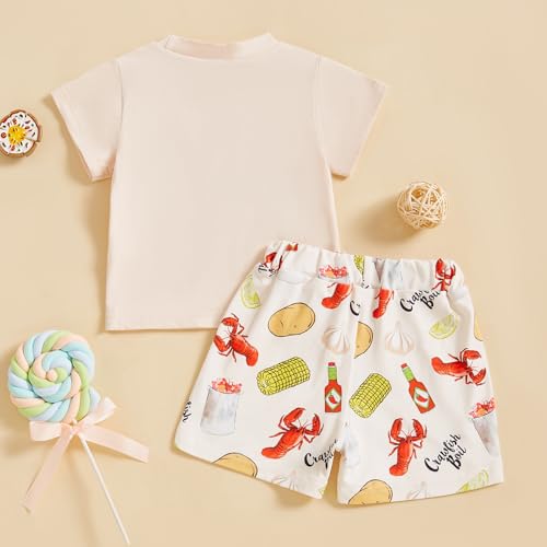 Toddler Baby Boy Girl Crawfish Outfit Lobster Short Sleeve T-Shirt Tops Shorts Set Baby Summer Clothes3