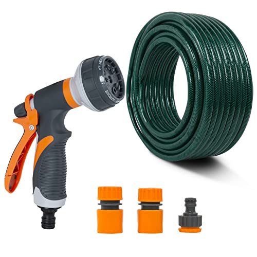 Tuyau d'arrosage flexible de 30 m, tuyau d'arrosage extensible, tuyau d'arrosage 1/2" 30 m de long, tuyau d'arrosage en PVC renforcé avec raccords Cover
