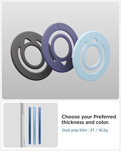 Image of Spigen Dual Pop MagSafe Ring Holder, Slim Double Sided Magnet with Finger Loop Grip Compatible with iPhone 17 /16 /15 /14 /13 /12, Pixel 10 Series [Pocket-Friendly] [Soft Silicone] [Strong Magnet] - Violet