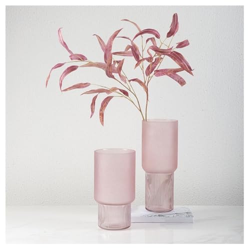 Vase en verre dépoli rose pêche pour décoration de table salon moderne - 4