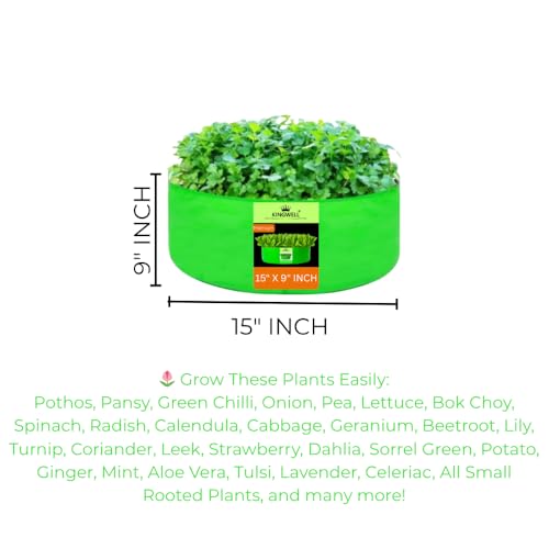 Image of Kingwell Grow Bag 15 X 9 INCH, PACK OF 1 For Terrace Garden Leafy Vegetable Plant Grow Bags Fruits Growing Containers For terrece Gardening