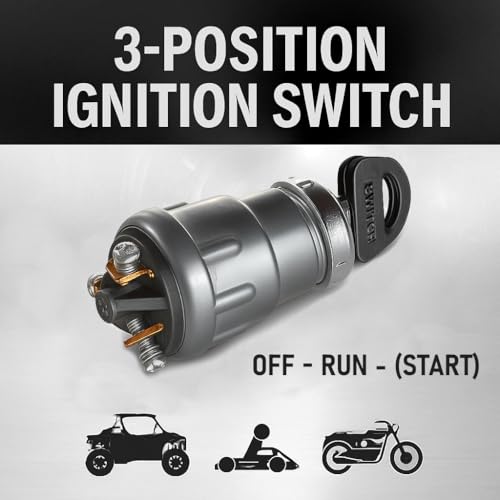 image for MGI SpeedWare 3-Wire Universal Ignition Key Switch for Cars, Buggies, 