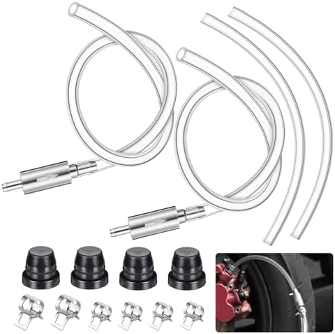 MAEZOE 2 Pack Brake Bleeder Hose Kit, Motorcycle Brake Bleeder - one Way Check Valve Tube Bleeding Tools with Nozzle Cap & Clamp for Hydraulic System Bleeding for Car Clutch Fluid Replacement Hose