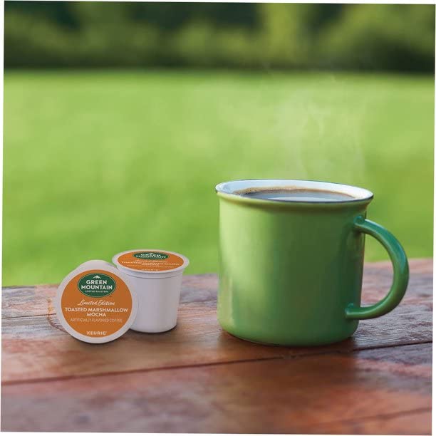 Miniatura 3 de Paquete de tarjetas de malvavisco tostado Mocha K Cups (Green Mountain Coffee) y K Cup Pod Brewing Tips  KCups de tostado ligero con sabor de una