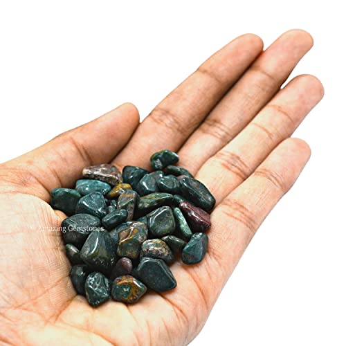 Image of Amazing Gemstone Bloodstone Crystal Chips Aquarium Gravel Rocks - Bloodstone Chips Bulk Fish Tank Gravel, Small Tumbled Stone Chips and Tiny Crystals for Decoration (Natural AAA Grade Gemstones)
