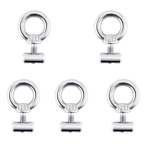 5 Pcs Lifting Ring Eye Screws, M4 Stainless Steel Lifting Eye Bolts, Slide Rail Track Ring Screw Nut, Male Threaded Ring Screw Nut