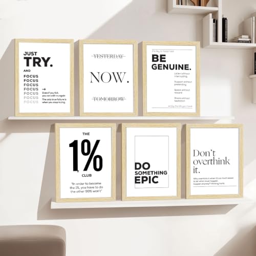 Image of ArtX Paper Motivational Wall Frames, Black and White Motivational Quotes Wall Frames, 10.0X13.0 in, Set of 6, Rectangular, 10 X 13 Inch